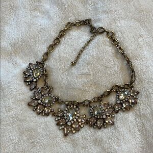 Elegant Gold and pink rhinestone Statement Necklace -Vintage-